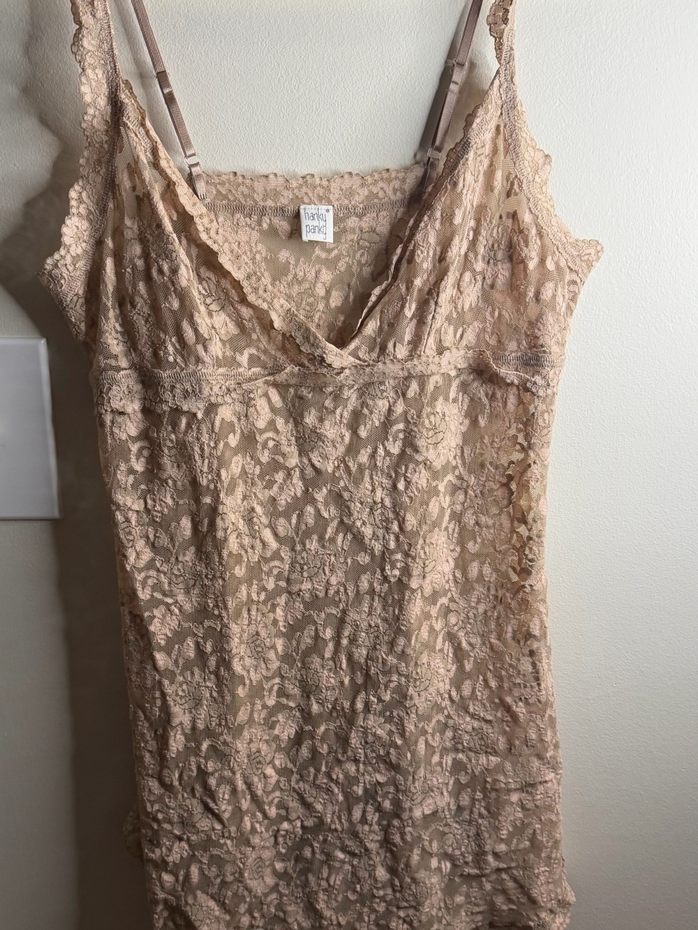 Hanky Panky Nude Floral Lace Chemise Nightgown Lingerie Slip